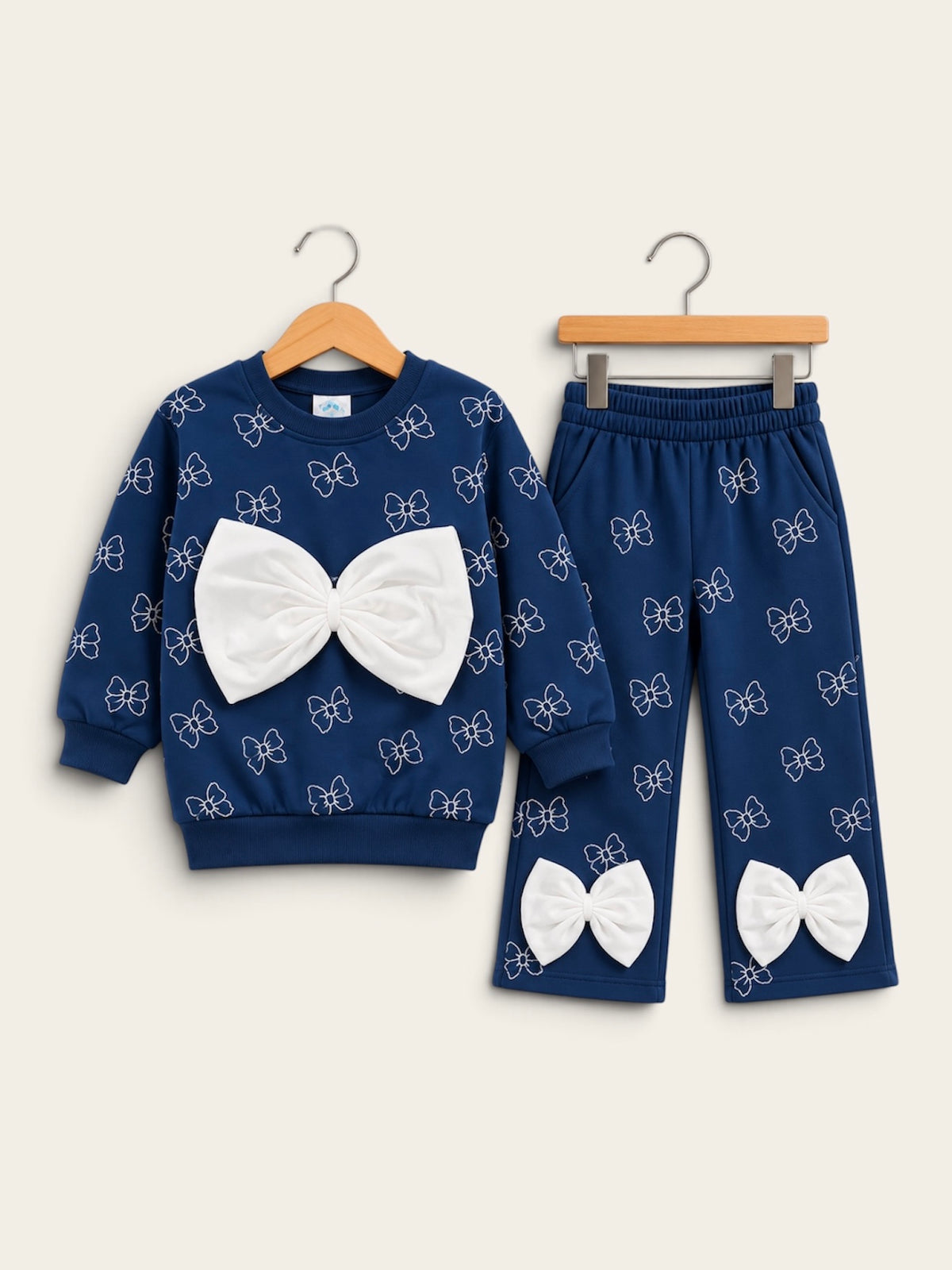 Oversized Bow French Terry Tracksuit – 2 Piece Set