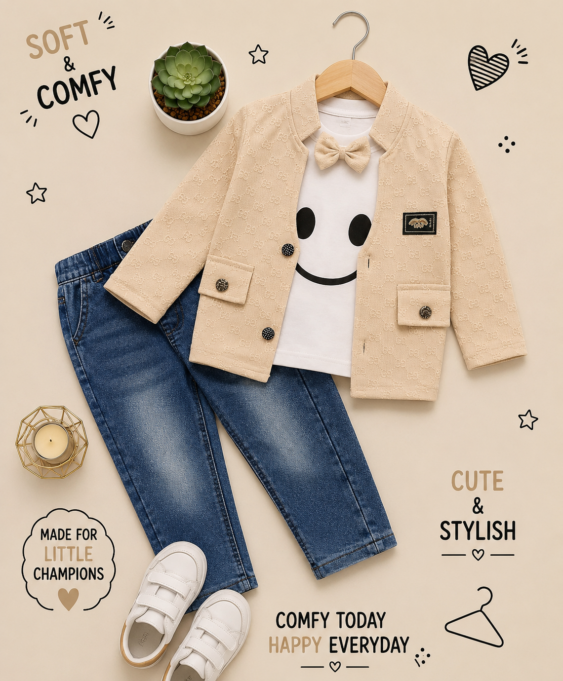 Little Gentleman 3-Piece Blazer & Denim Set 🖤✨