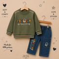 Boys Premium Embroidered Sweatshirt & Denim Jeans 2-Piece Set