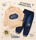 💙 Believe in Yourself Kids Winter Sweatshirt & Denim Jogger Set