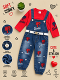 Barbie Girls Premium Denim Dungaree Set with Full Sleeve Top 💕