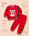 Cute Cat Polka Dot Girls’ Sweatshirt & Jogger Set – Red ❤️