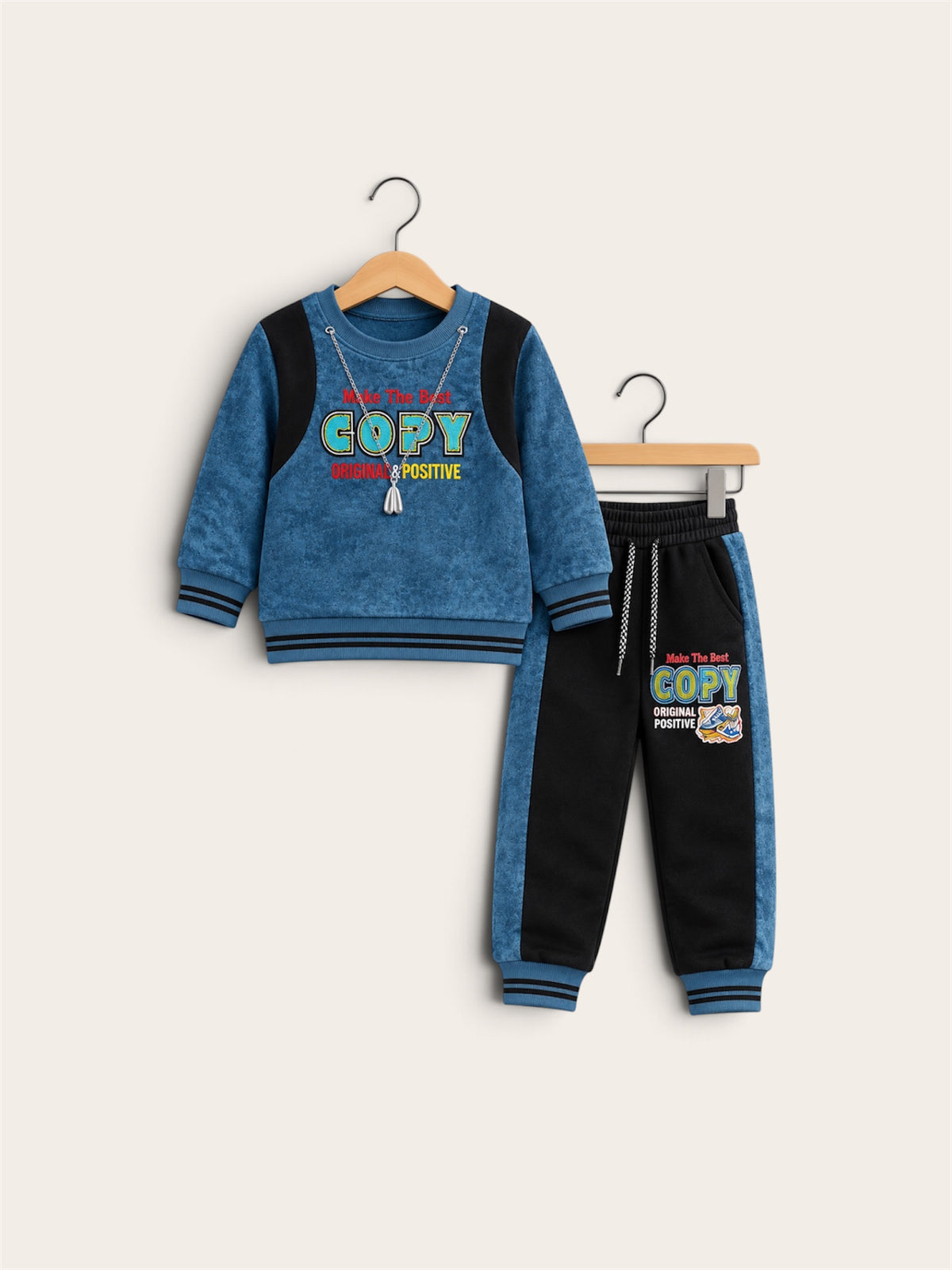 Boys Premium 2-Piece Color Block Printed Winter Tracksuit