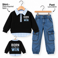 Boys Born to Win Layered Shirt & Cargo Denim Pant Set
