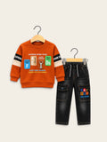 Supreme Style Boys Sweatshirt & Black Denim Cargo 2-Piece Set