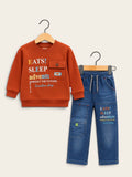 Adventure Boys Graphic Sweatshirt & Denim Cargo 2-Piece Set