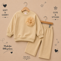 🌸 Girls 3D Flower Premium Sweatshirt & Trouser Set – 2 Piece Winter Outfit