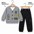 Cool Little Dude Boys 2-Piece Cardigan Shirt & Cargo Denim Pant Set 5-8years