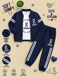 Kids Premium Terry 3-Piece Tracksuit Set – Jacket, T-Shirt & Jogger ✨