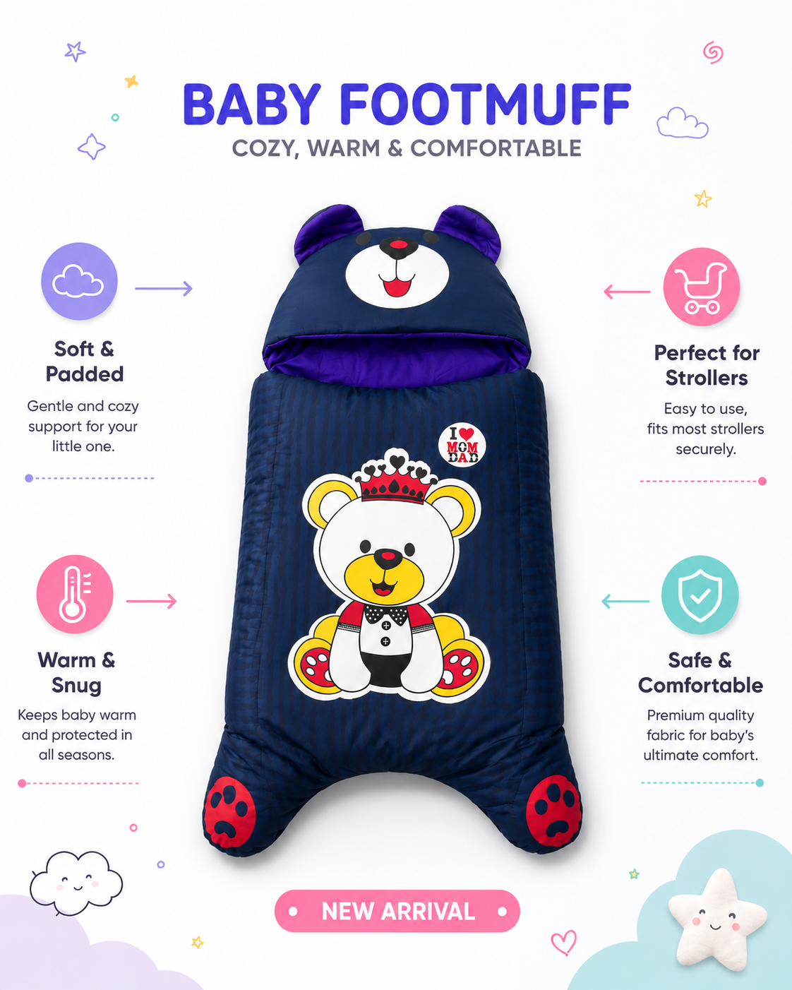 Premium Teddy Baby Carry Nest