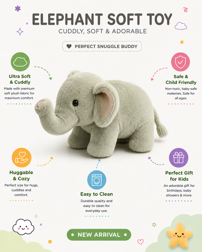 Cute Elephant Plush Soft Toy