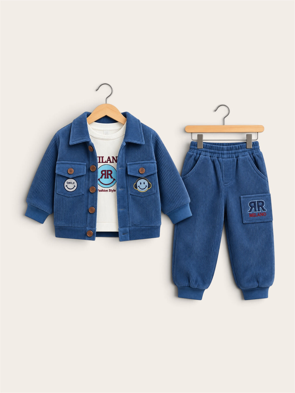 Boys Premium Corduroy 3-Piece Jacket, T-Shirt & Jogger Set