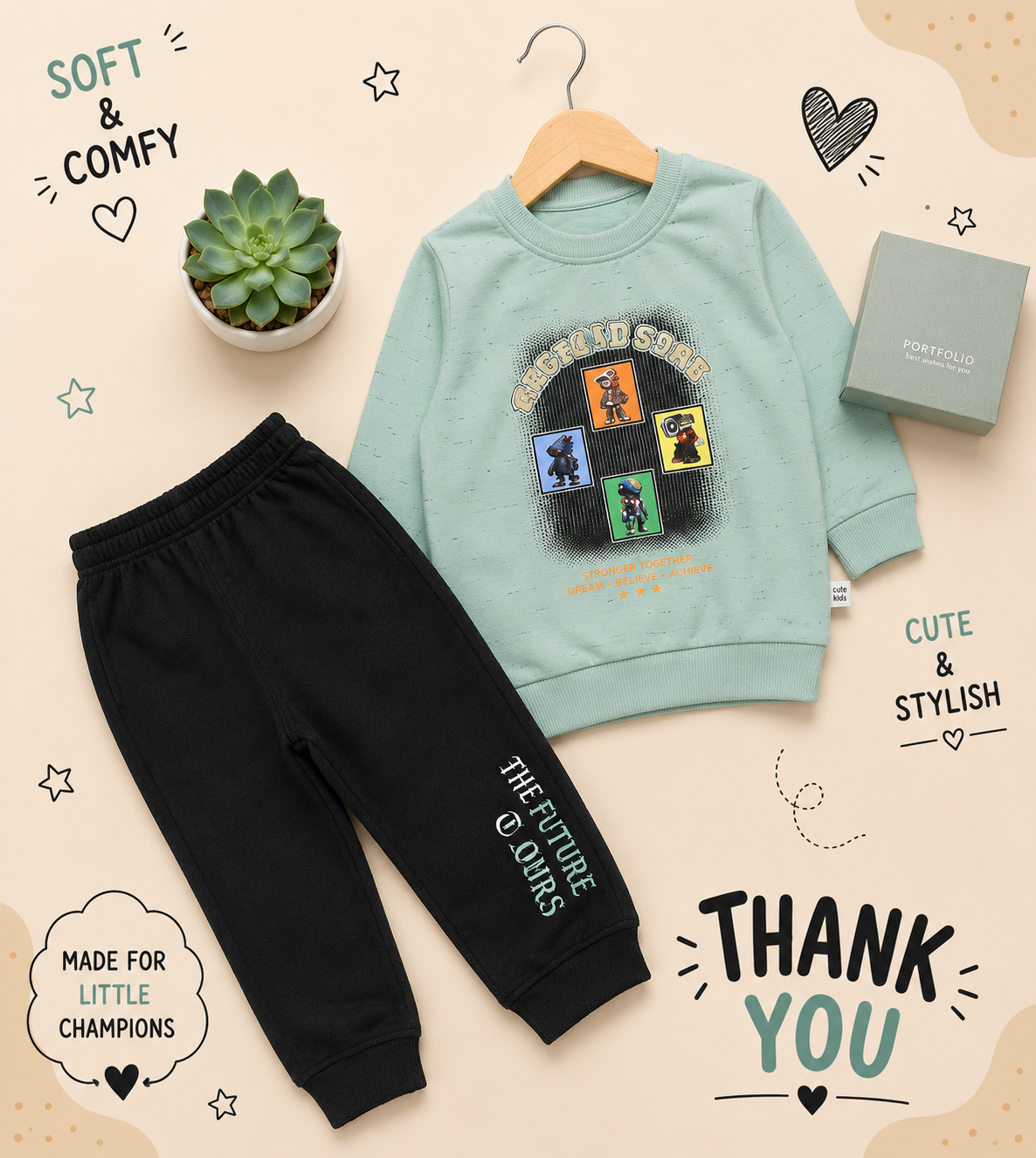 ⭐ Friends Forever Kids Winter Sweatshirt & Jogger Set