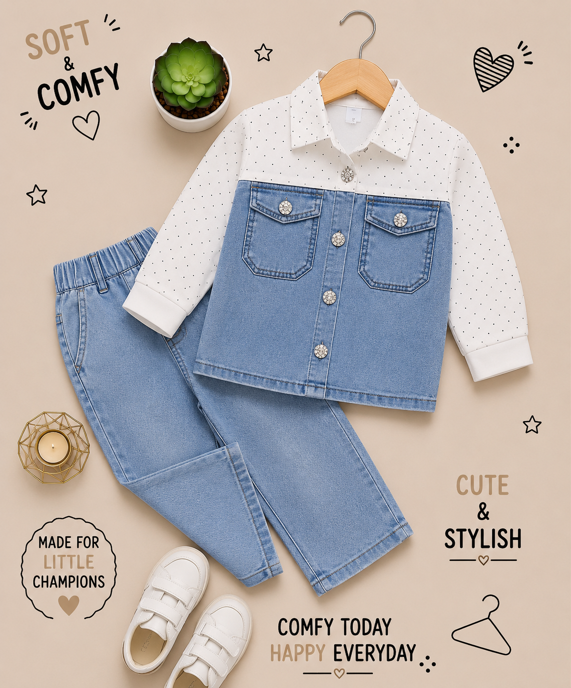 Denim Duo Pocket Shirt & Pants Set 💙