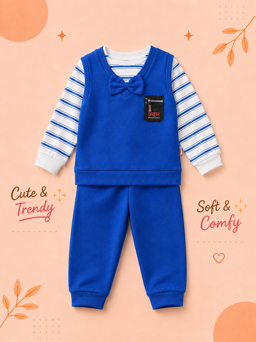 Boys Dapper Bow Tie Striped Shirt & Jogger 3-Piece Set