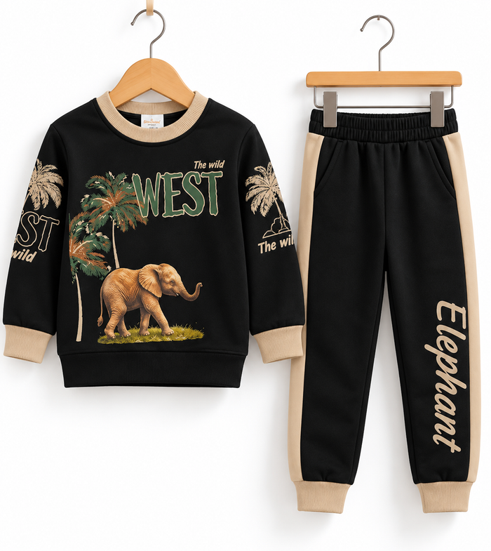 Boys Wild West Elephant Printed Sweatshirt & Jogger Set