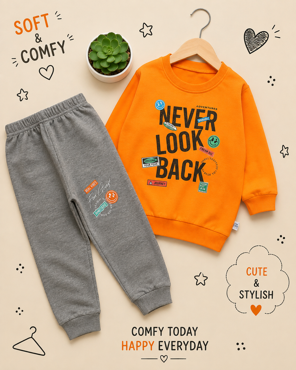 🚀 Never Look Back Kids Winter Sweatshirt & Jogger Set