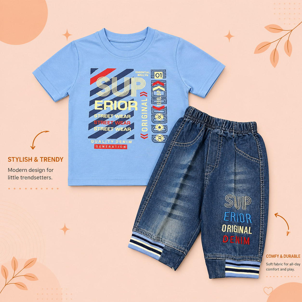 Boys Superior Streetwear T-Shirt & Denim Jogger Set