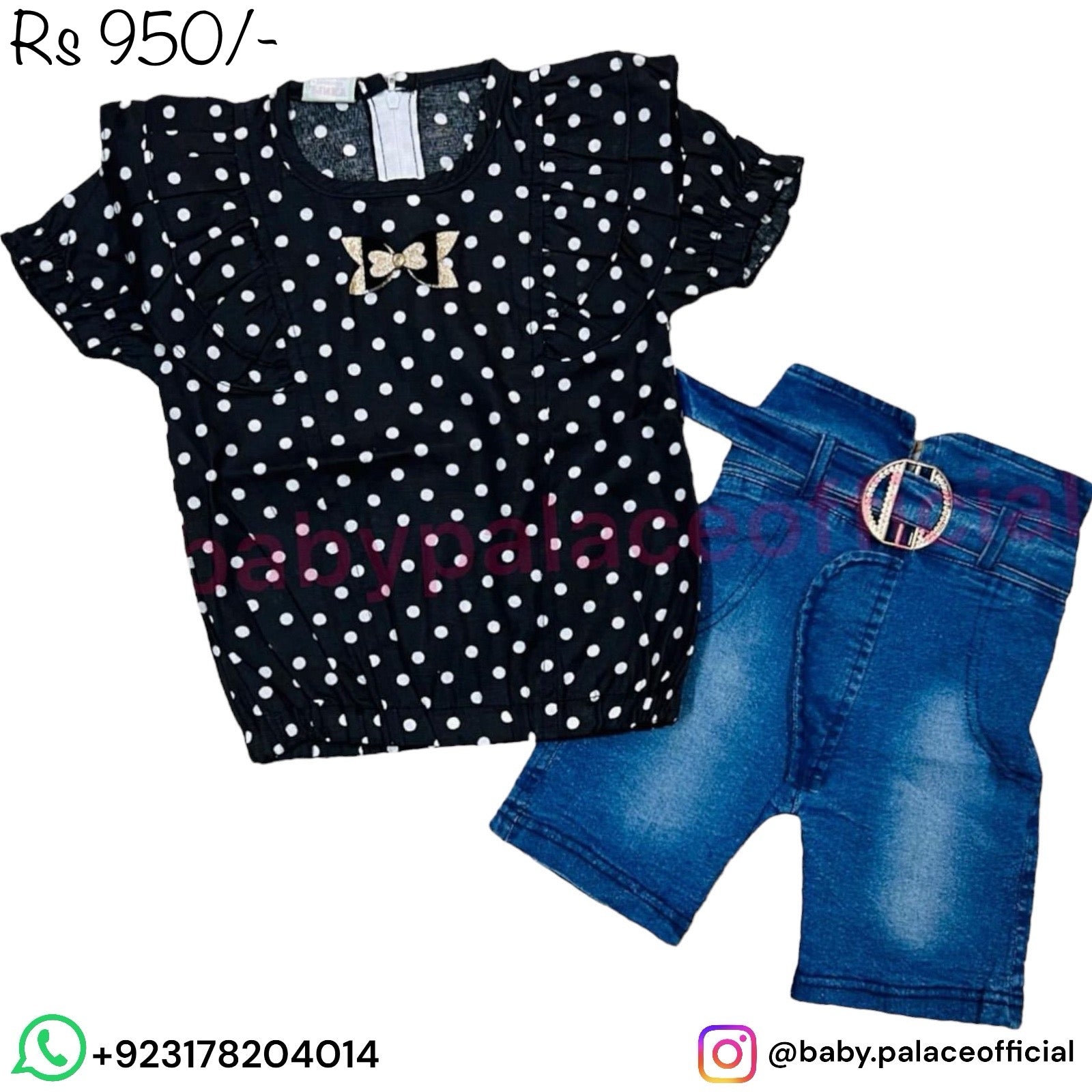 Polka Dot With Denim Short
