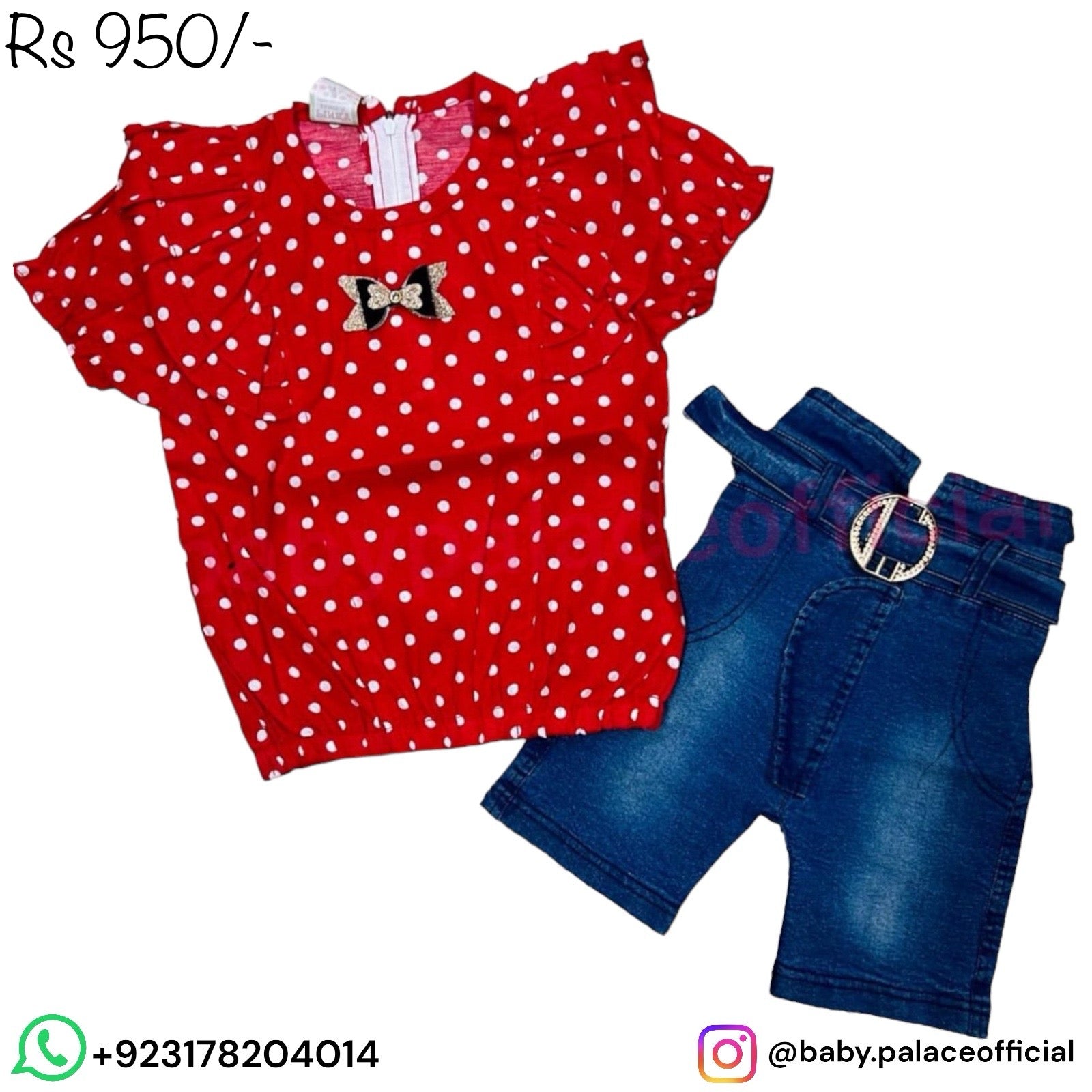 Polka Dot With Denim Short
