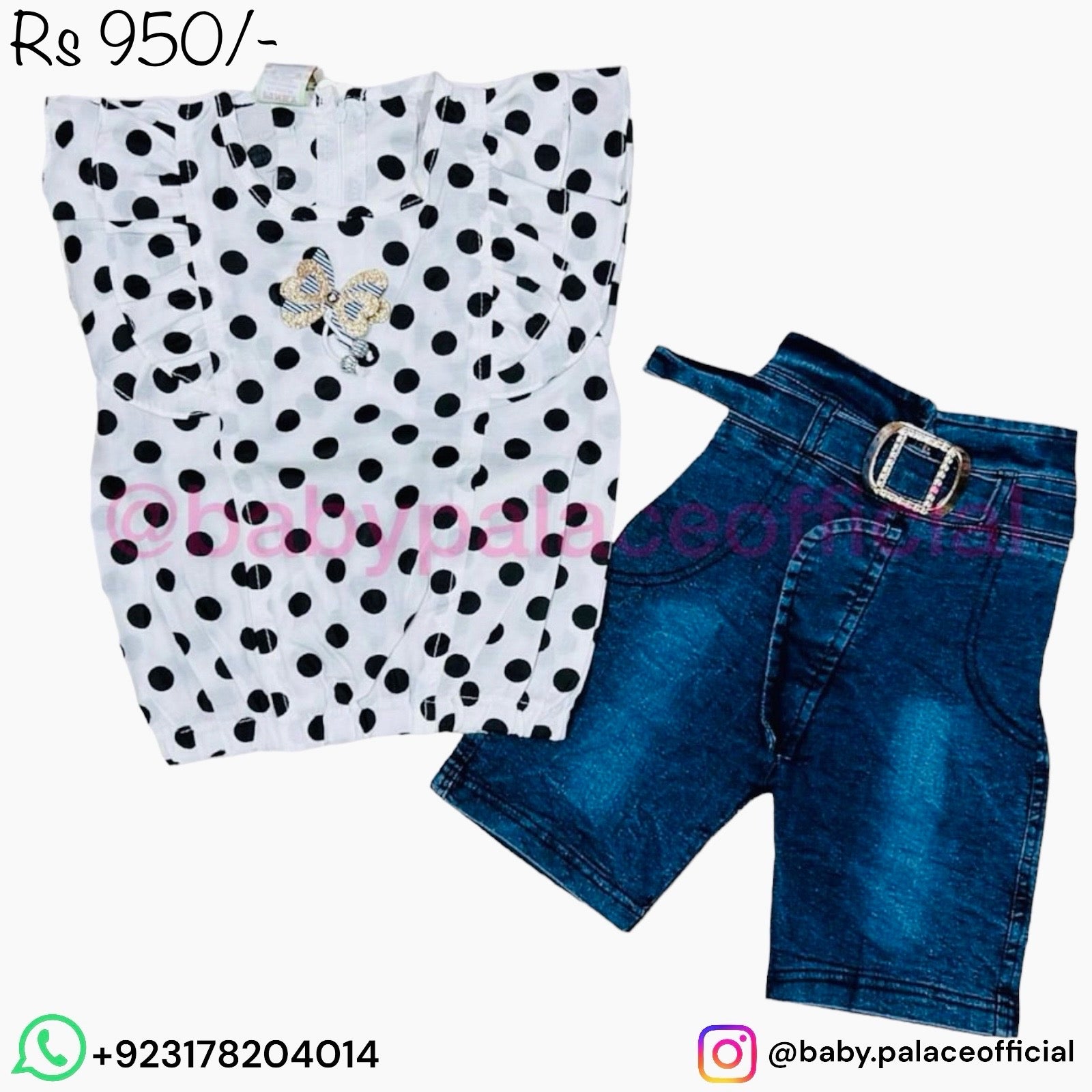Polka Dot With Denim Short