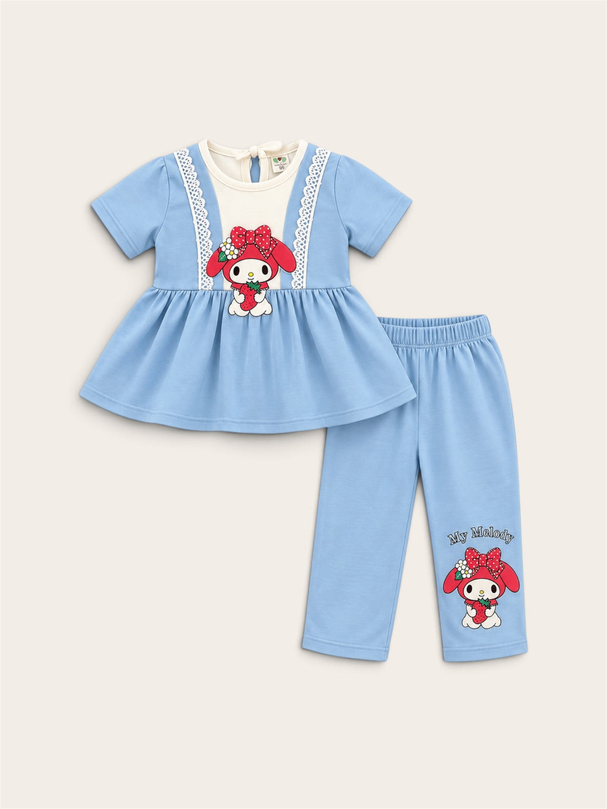 Girls My Melody Strawberry Lace Top & Trouser Set