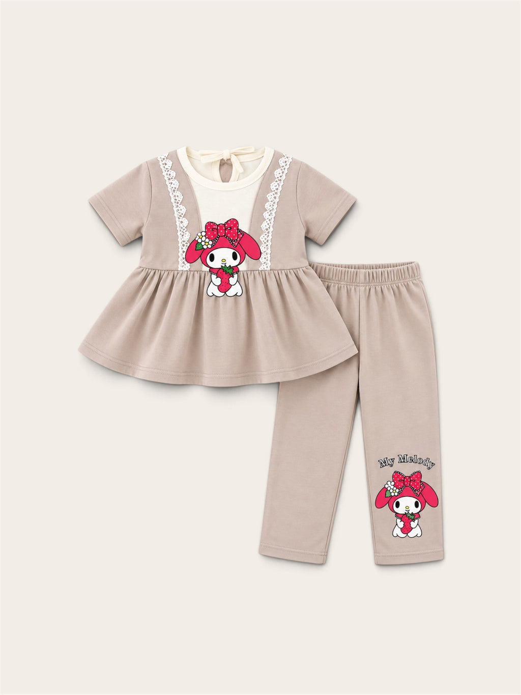 Girls My Melody Strawberry Lace Top & Trouser Set