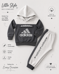 Boys’ Sporty Hooded Sweatshirt & Jogger Tracksuit Set – Grey & Black