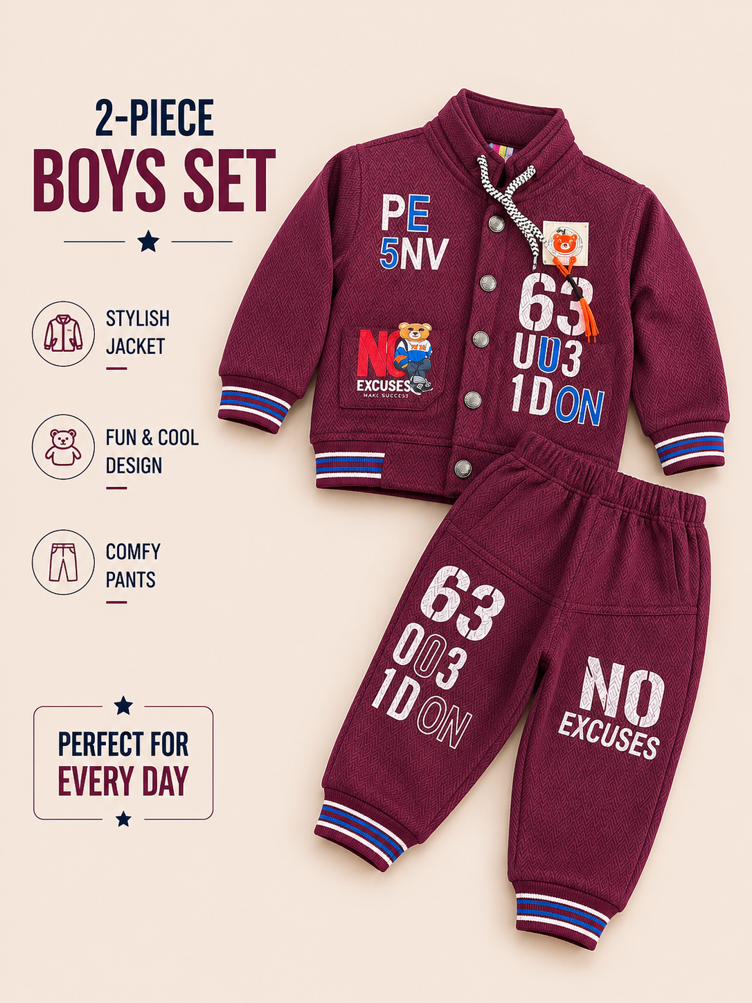 Urban Bear Boys 2-Piece Jacket & Jogger Set