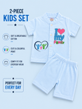 I Love My Family Kids 2-Piece Cotton Shirt & Shorts Set – 0-3 Months