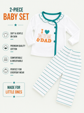 I Love Mum & Dad Baby 2-Piece Top & Striped Pants Set