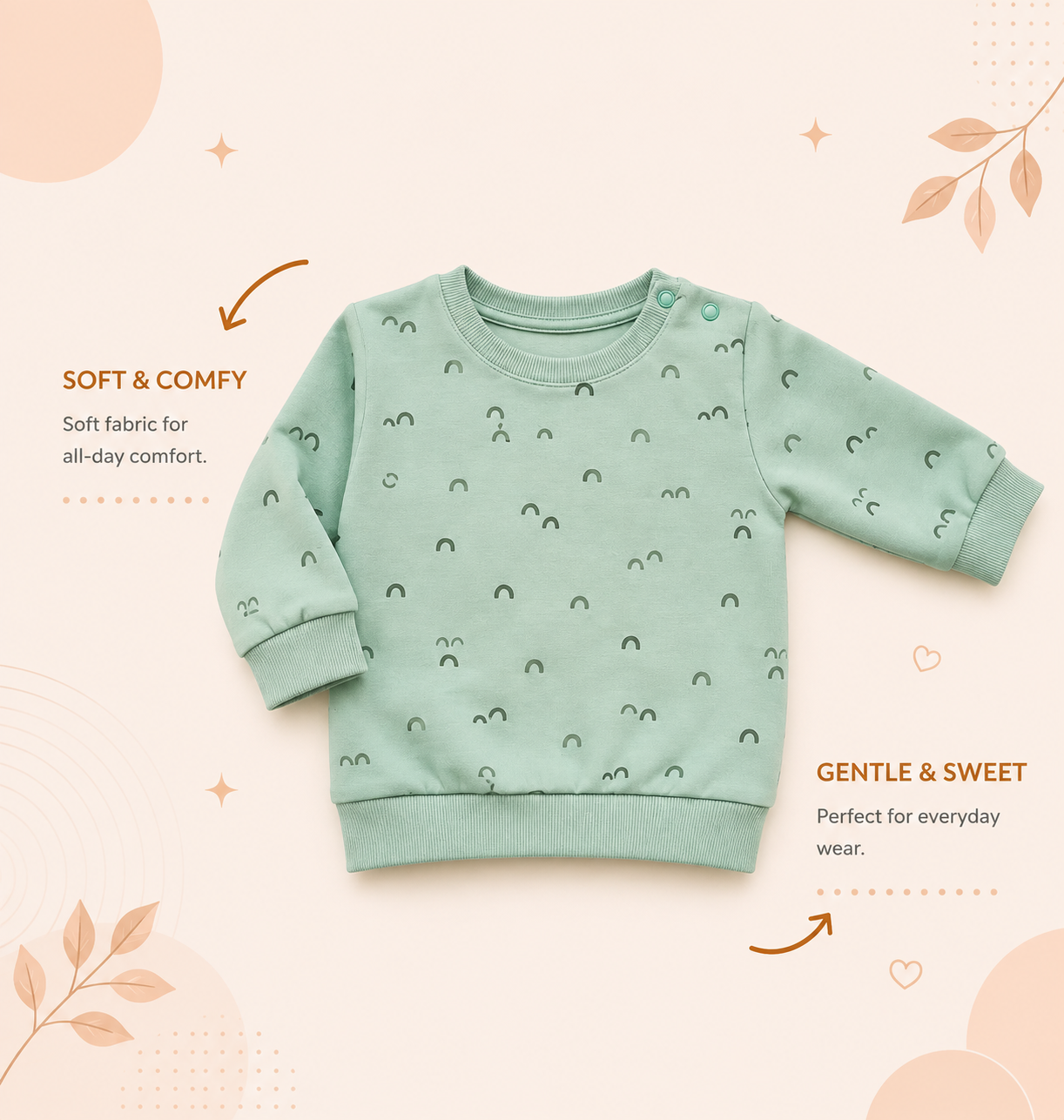 Mint Green Rainbow Print Baby Sweatshirt