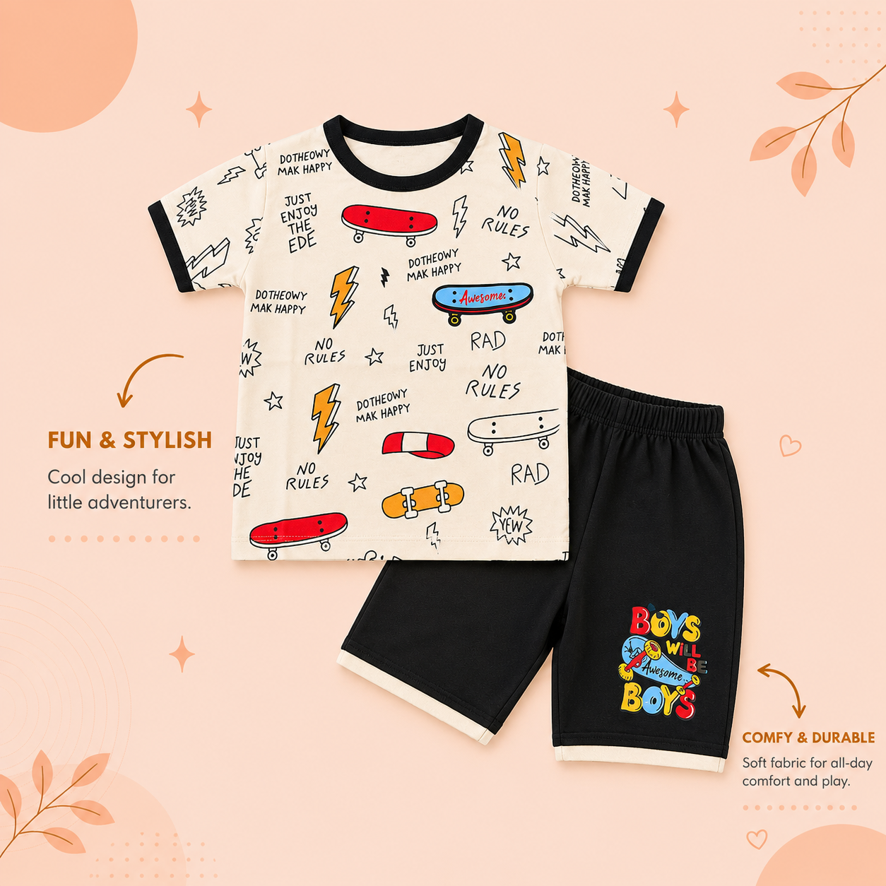 Boys Skateboard Adventure T-Shirt & Shorts Set