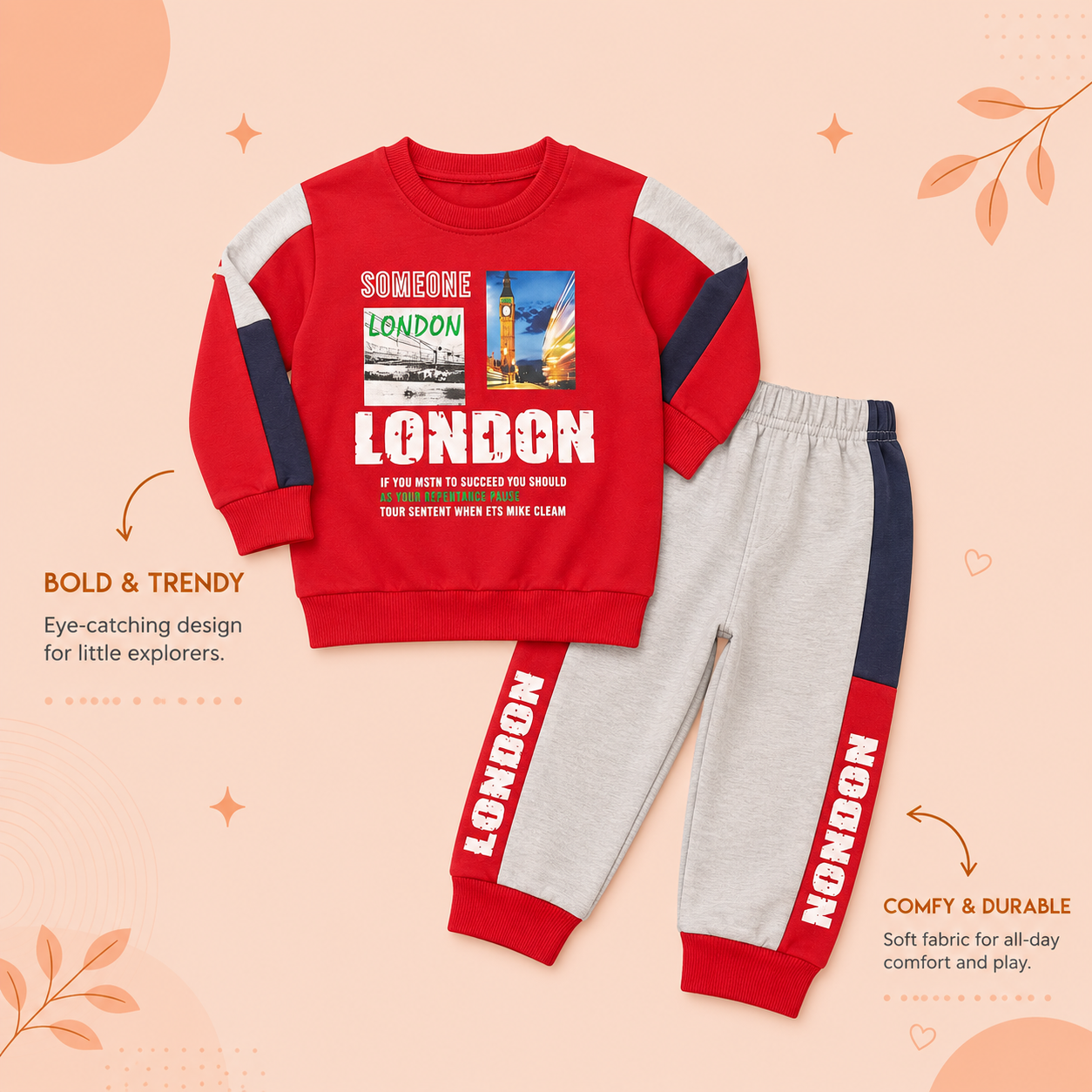 Boys London Graphic Sweatshirt & Jogger Set