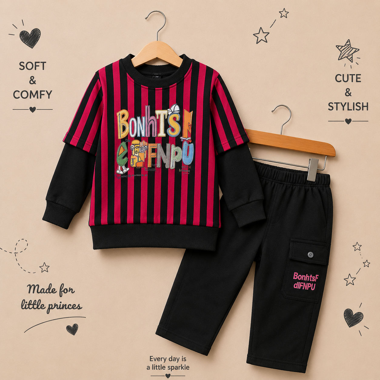 Boys Urban Stripe Layered Sweatshirt & Cargo Trouser Set
