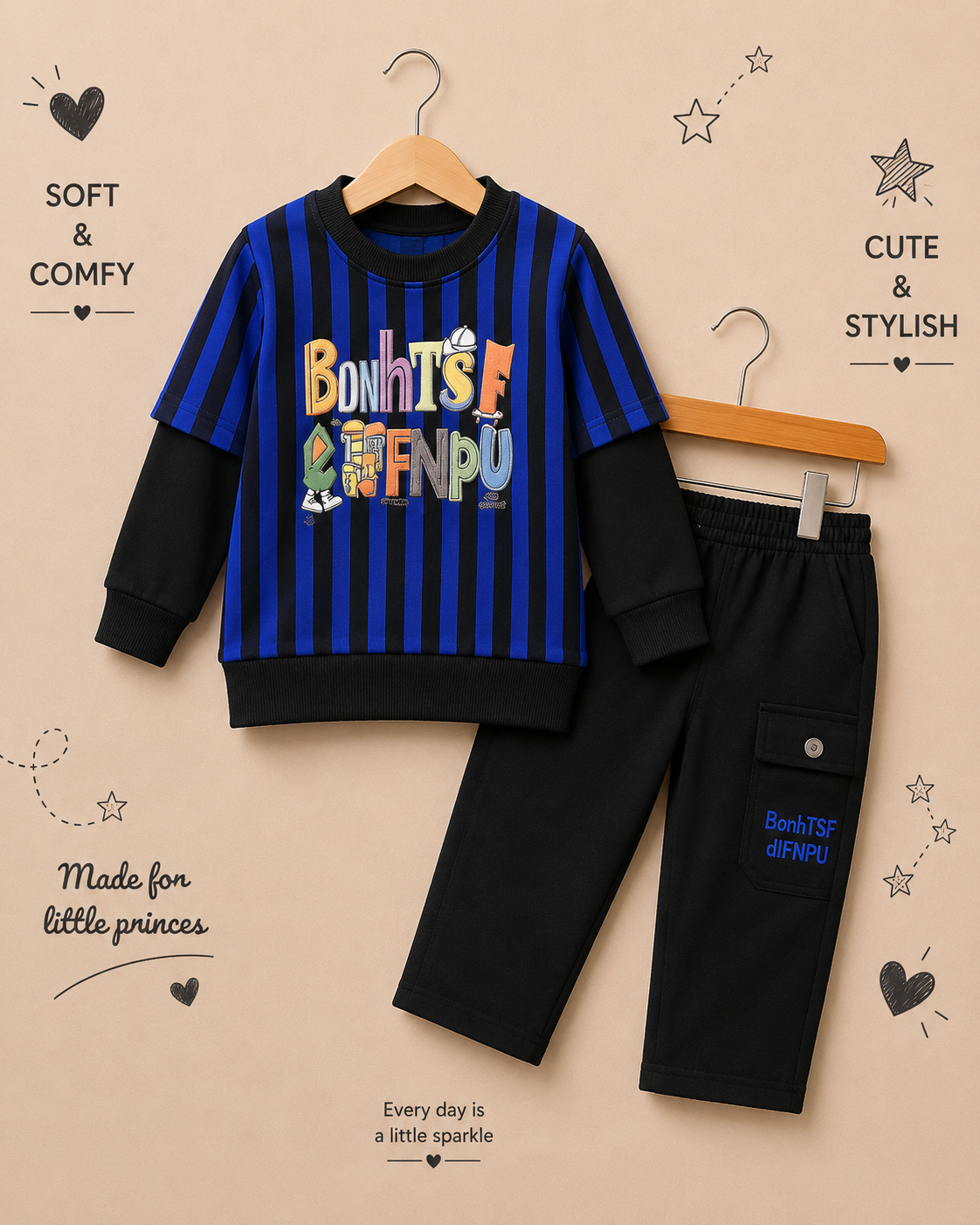 Boys Urban Stripe Layered Sweatshirt & Cargo Trouser Set