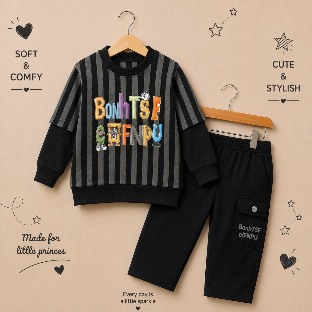 Boys Urban Stripe Layered Sweatshirt & Cargo Trouser Set