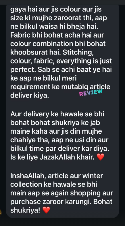 Customer review screenshot