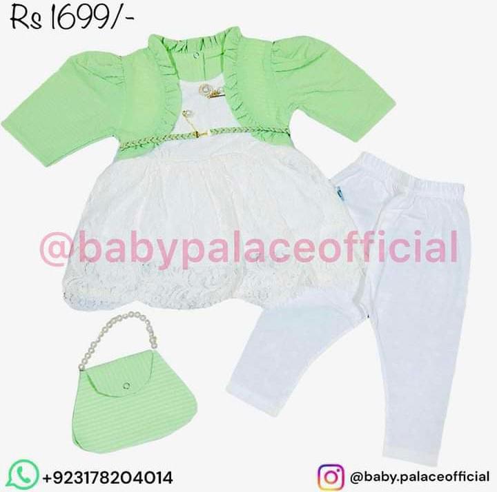 3 piece frock with handbag