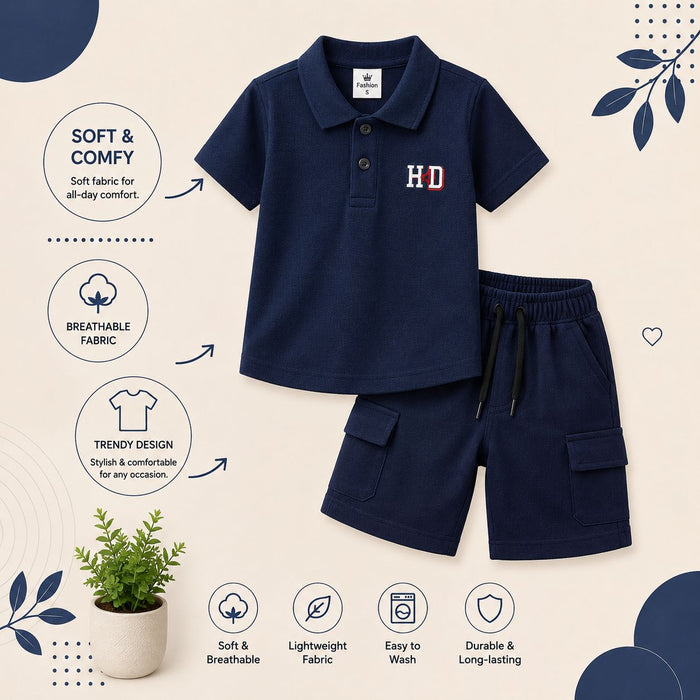 Smart Fit Boys Polo & Cargo Shorts Co-Ord Set