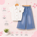 Girls Premium Denim Co-Ord Set with Fashion Shirt
