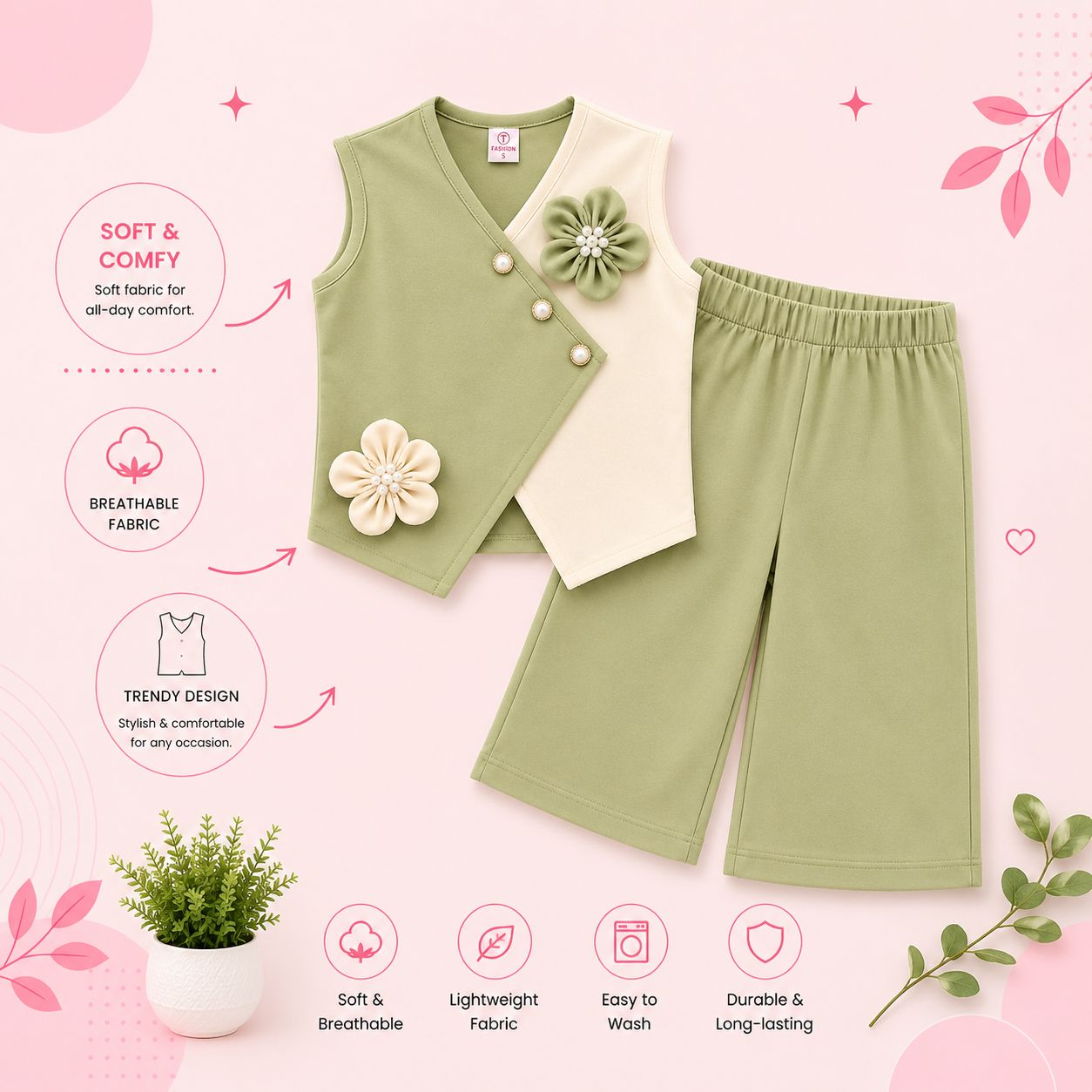 Little Princess Floral Co-Ord Set for Girls