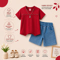 Luxury Girls Cotton Look Lycra Co-Ord Set with Lycra Denim Shorts