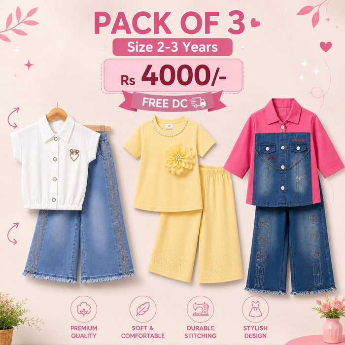 Girls Summer Outfit Bundle – Pack of 3 Premium Co-Ord Sets