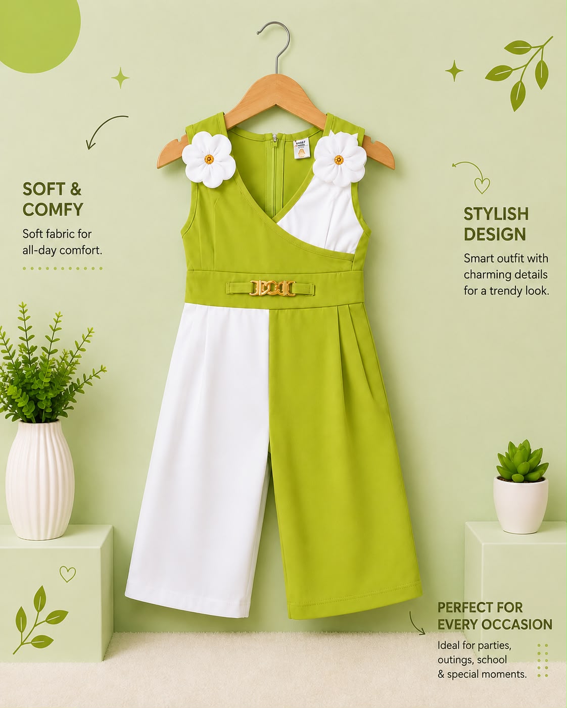 Lime Blossom Girls Sleeveless Jumpsuit