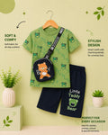 Little Teddy Bear 3-Piece Summer Outfit Set with Crossbody Bag