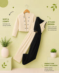 Girls Elegant Color Block Jumpsuit with Cropped Jacket – 2-Piece Party Outfit