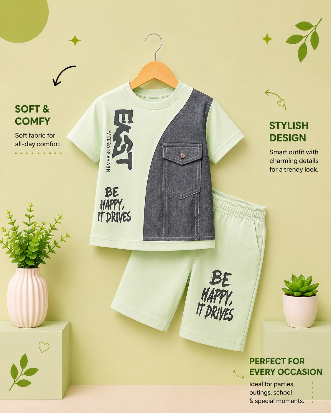 Boys Urban Pocket Co-Ord Set – Graphic T-Shirt & Shorts