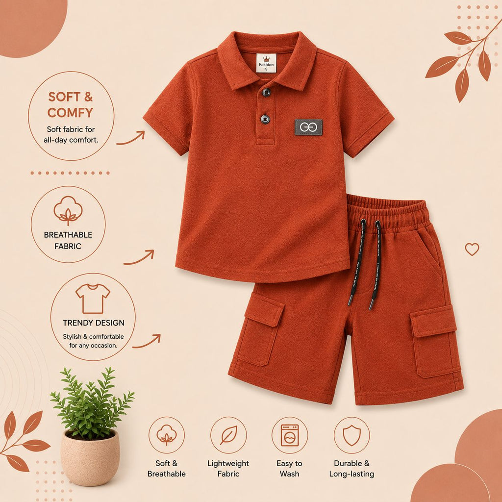Smart Fit Boys Polo & Cargo Shorts Co-Ord Set
