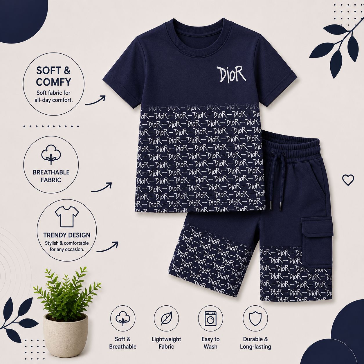 Boys Premium Printed T-Shirt & Cargo Shorts Co-Ord Set